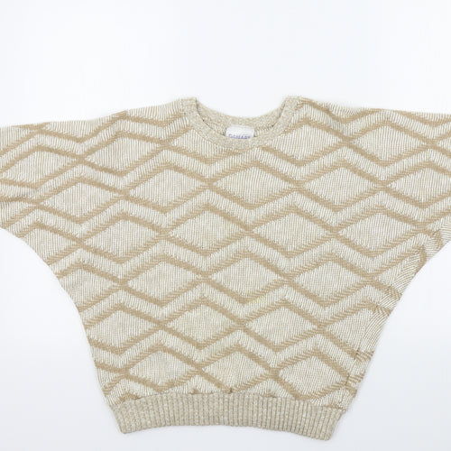 Demart Womens Brown Geometric  Pullover Jumper Size S