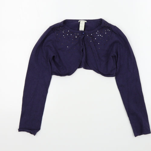 Monsoon Girls Blue Colourblock  Cardigan Jumper Size 10 Years