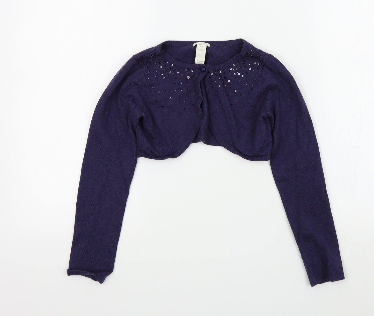 Monsoon Girls Blue Colourblock  Cardigan Jumper Size 10 Years