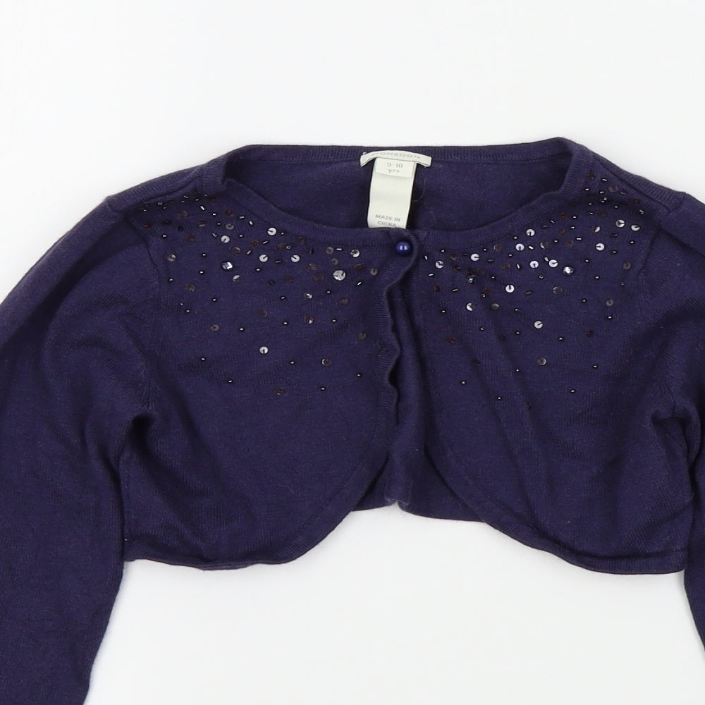 Monsoon Girls Blue Colourblock  Cardigan Jumper Size 10 Years