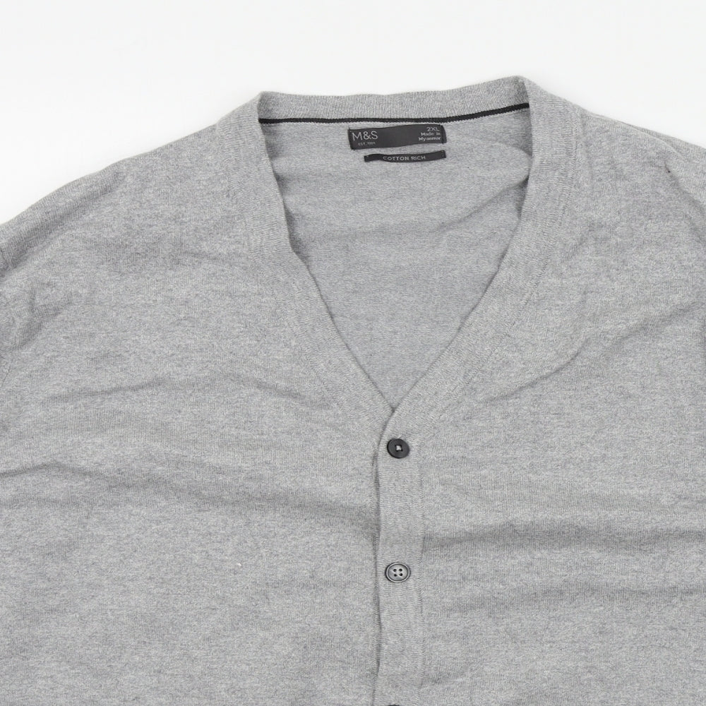 M&S Mens Grey   Cardigan Jumper Size 2XL