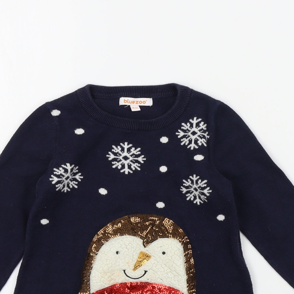 Blue Zoo Girls Blue Colourblock  Pullover Jumper Size 18-24 Months