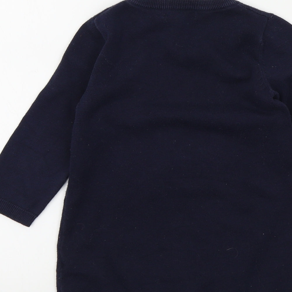 Blue Zoo Girls Blue Colourblock  Pullover Jumper Size 18-24 Months