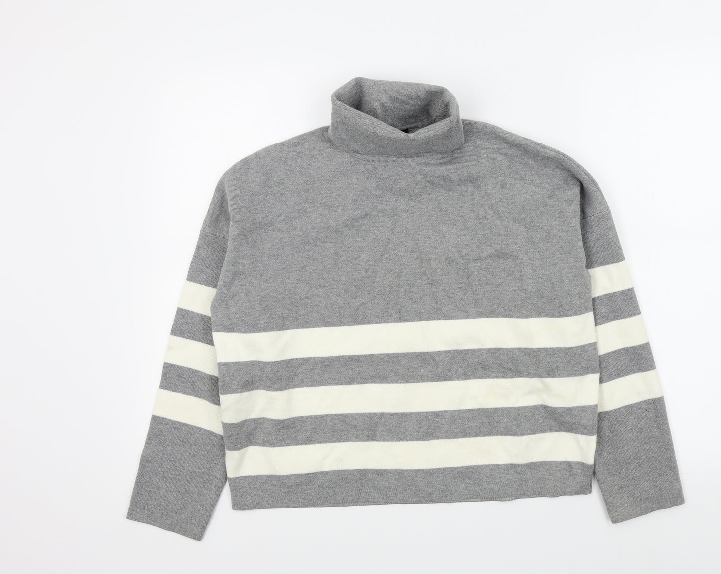 New Look Womens Grey Striped  Pullover Jumper Size M