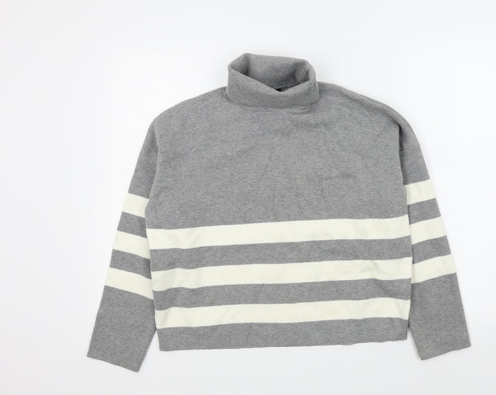 New Look Womens Grey Striped  Pullover Jumper Size M