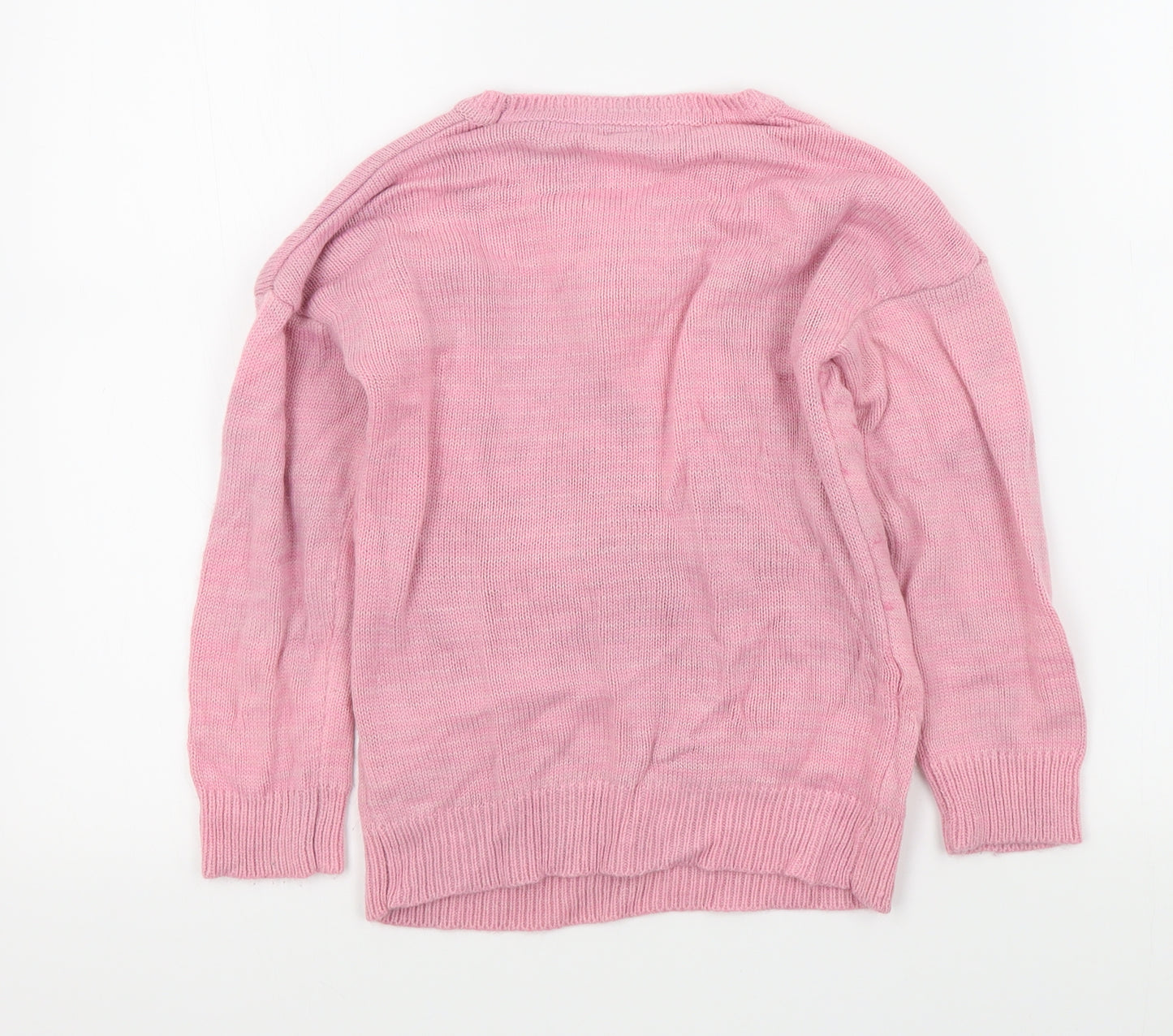 TU Girls Pink Colourblock  Pullover Jumper Size 8 Years  - flamingo