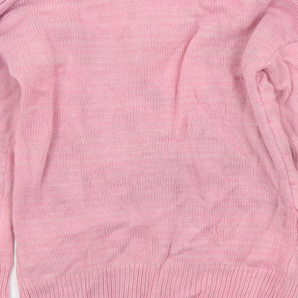 TU Girls Pink Colourblock  Pullover Jumper Size 8 Years  - flamingo