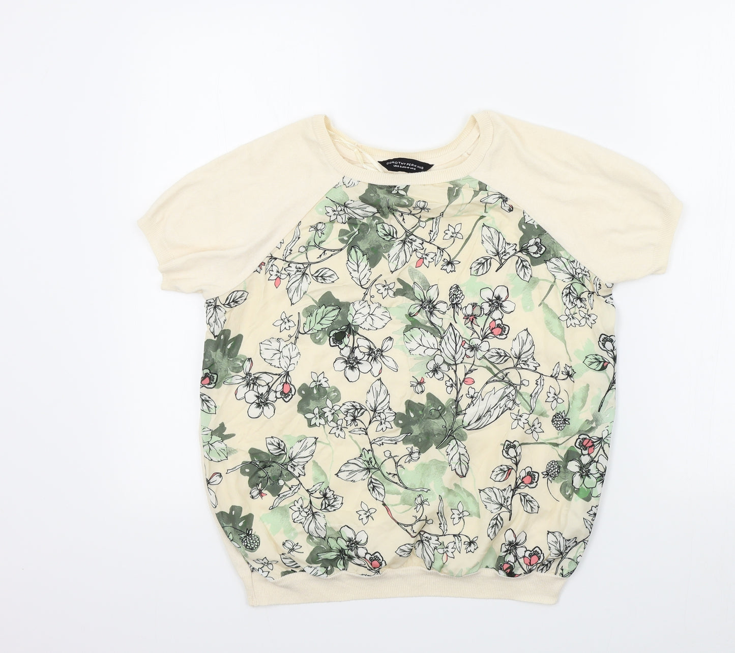 Dorothy Perkins Womens Beige Floral  Basic T-Shirt Size 12