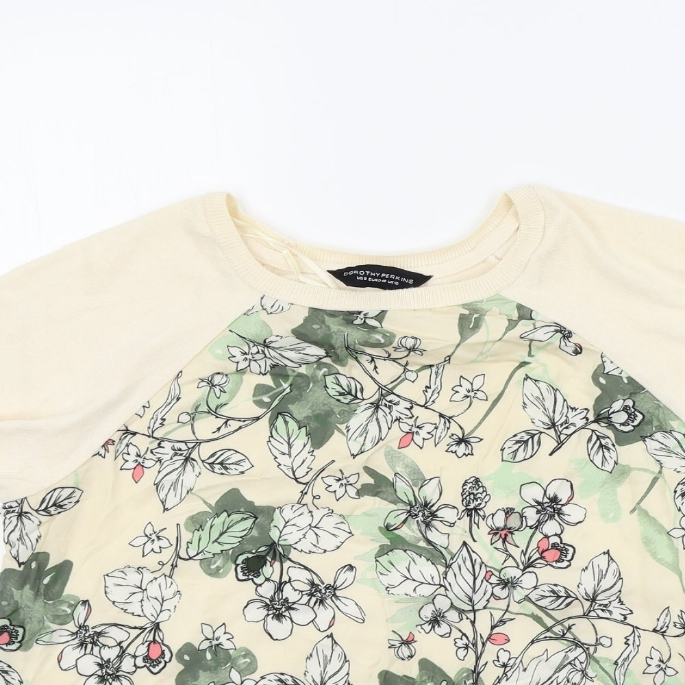 Dorothy Perkins Womens Beige Floral  Basic T-Shirt Size 12