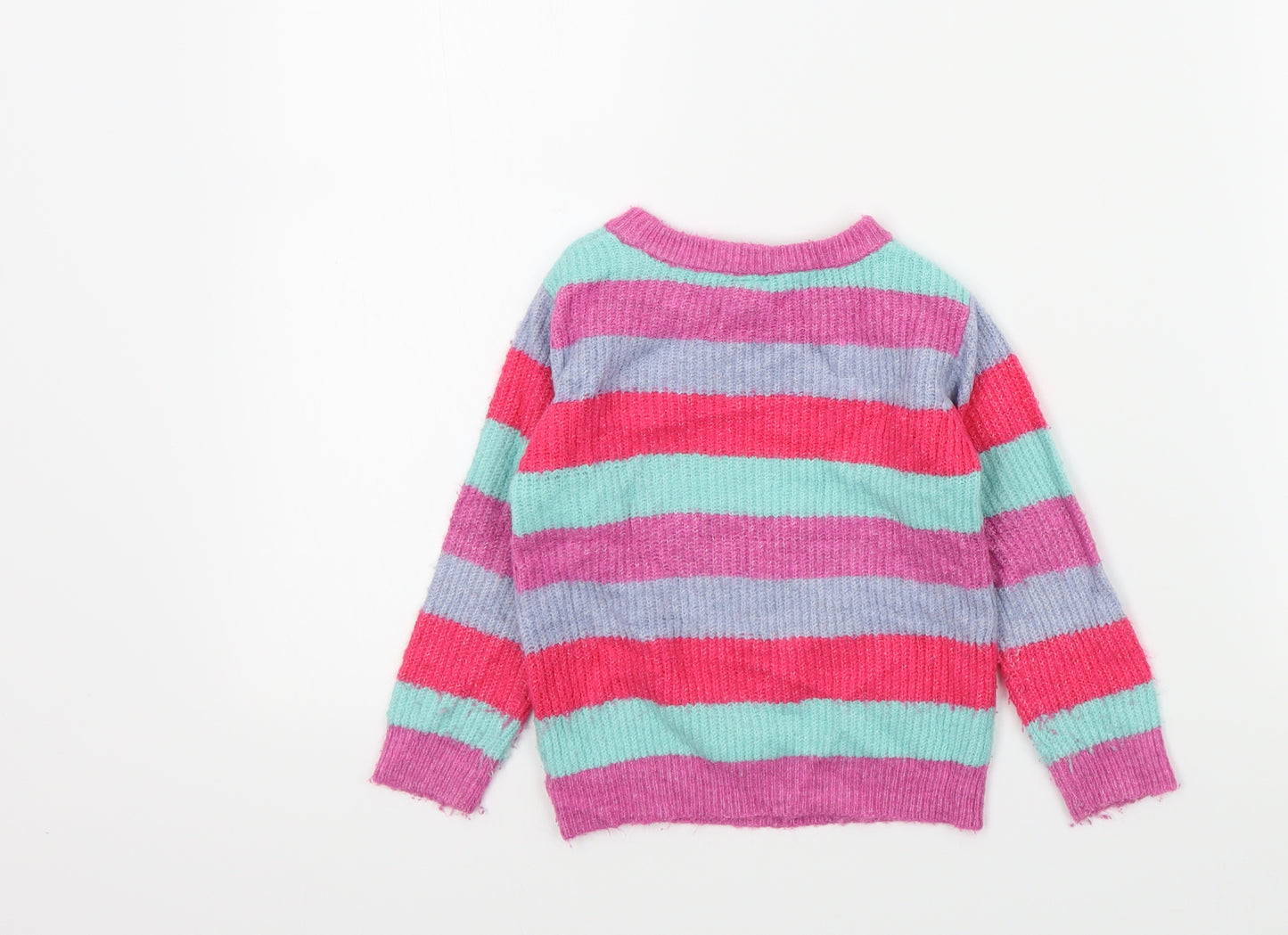TU Girls Pink Colourblock  Pullover Jumper Size 2-3 Years