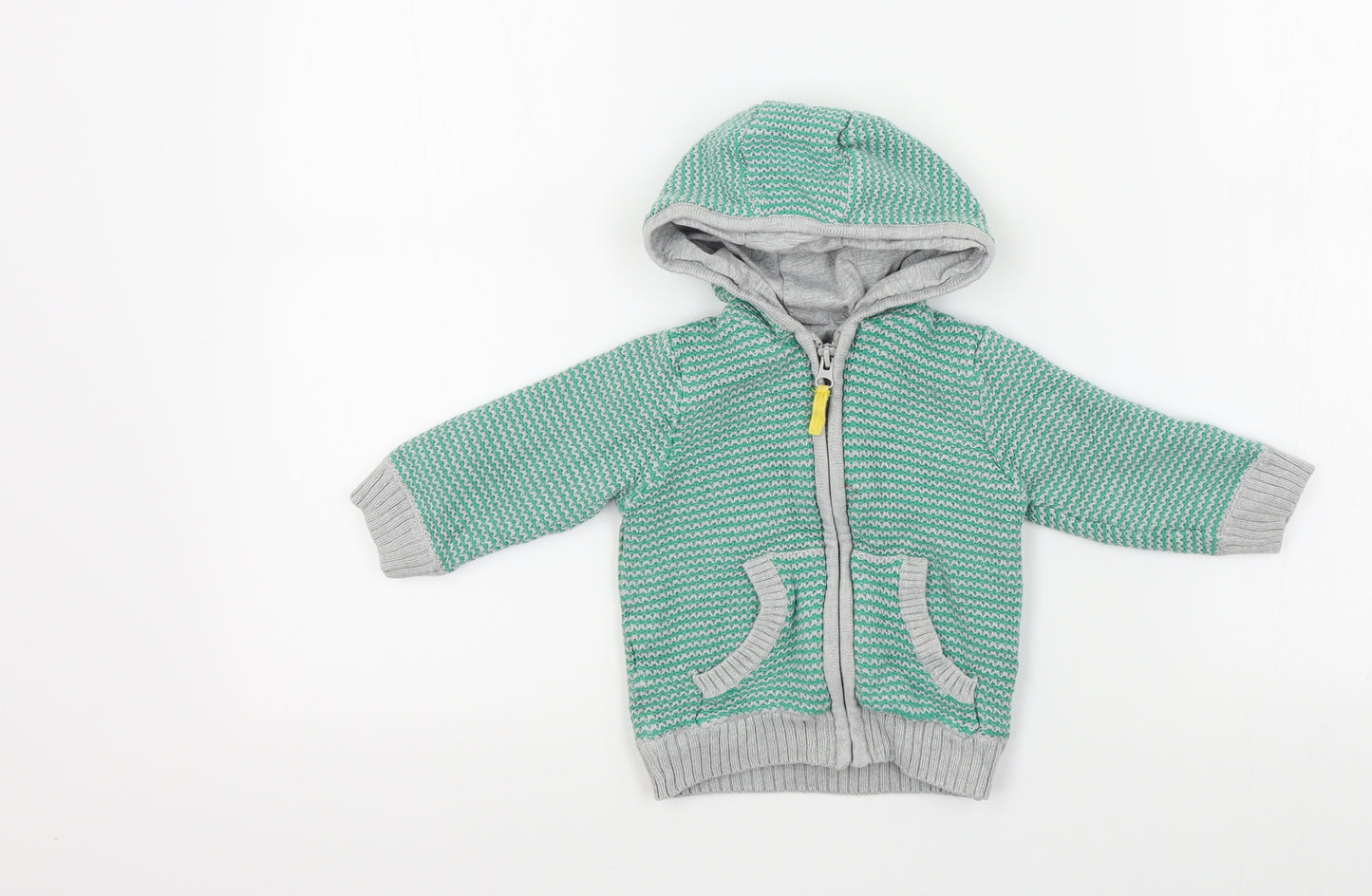 M&S Boys Green Colourblock  Full Zip Jumper Size 12-18 Months