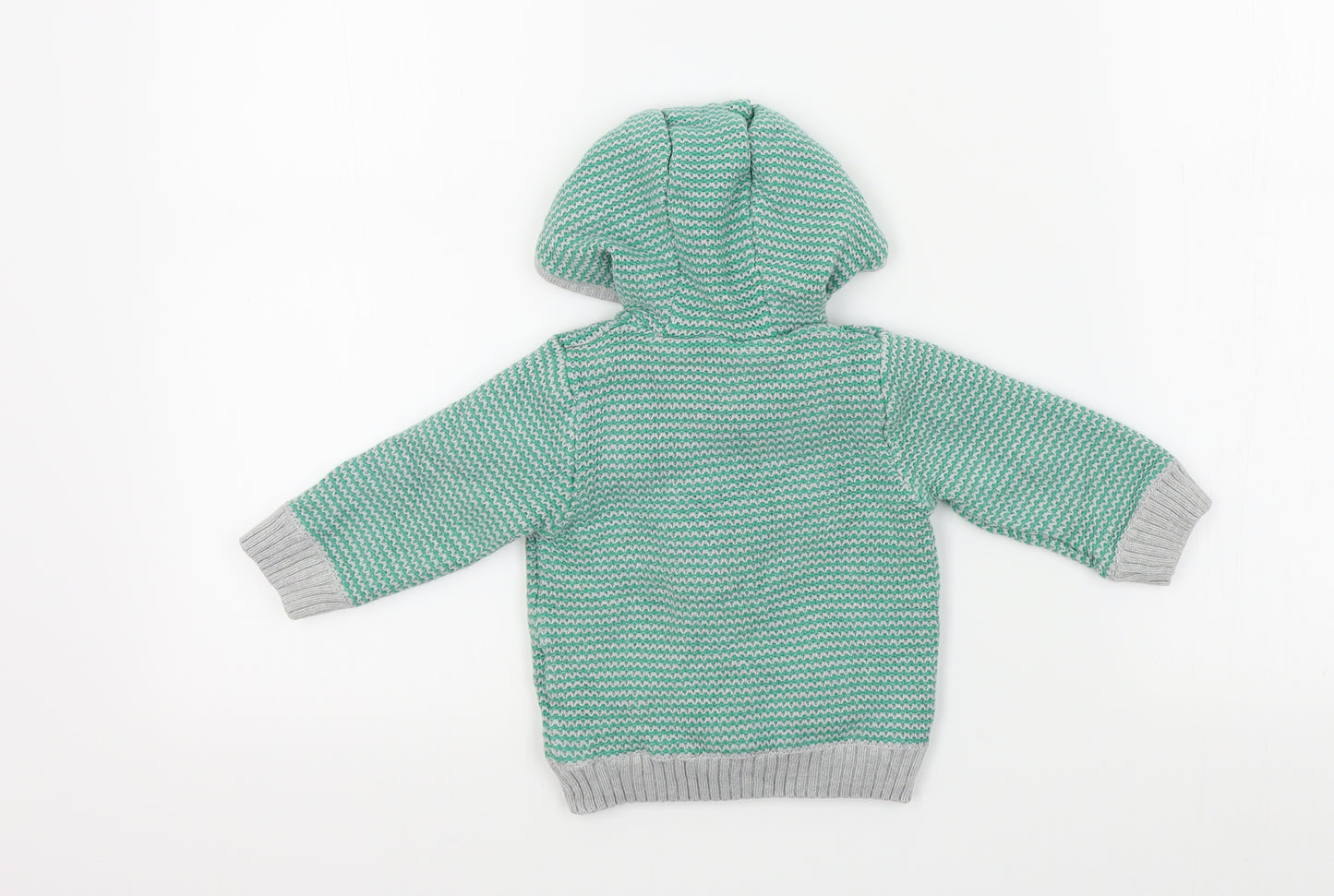 M&S Boys Green Colourblock  Full Zip Jumper Size 12-18 Months