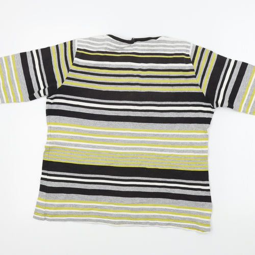 hle Womens Grey Striped  Basic T-Shirt Size M