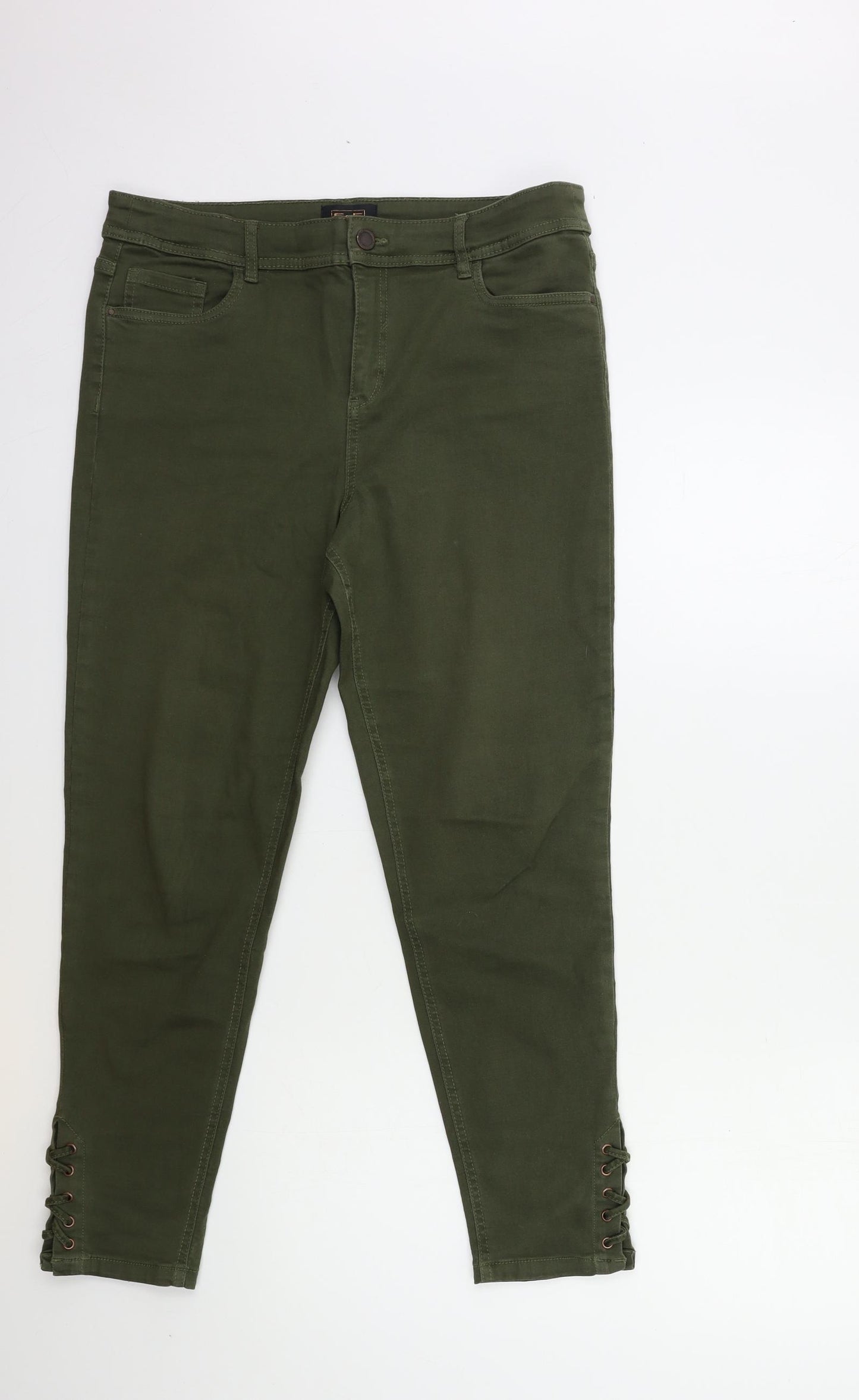 F&F Womens Green  Denim Skinny Jeans Size 14 L27 in