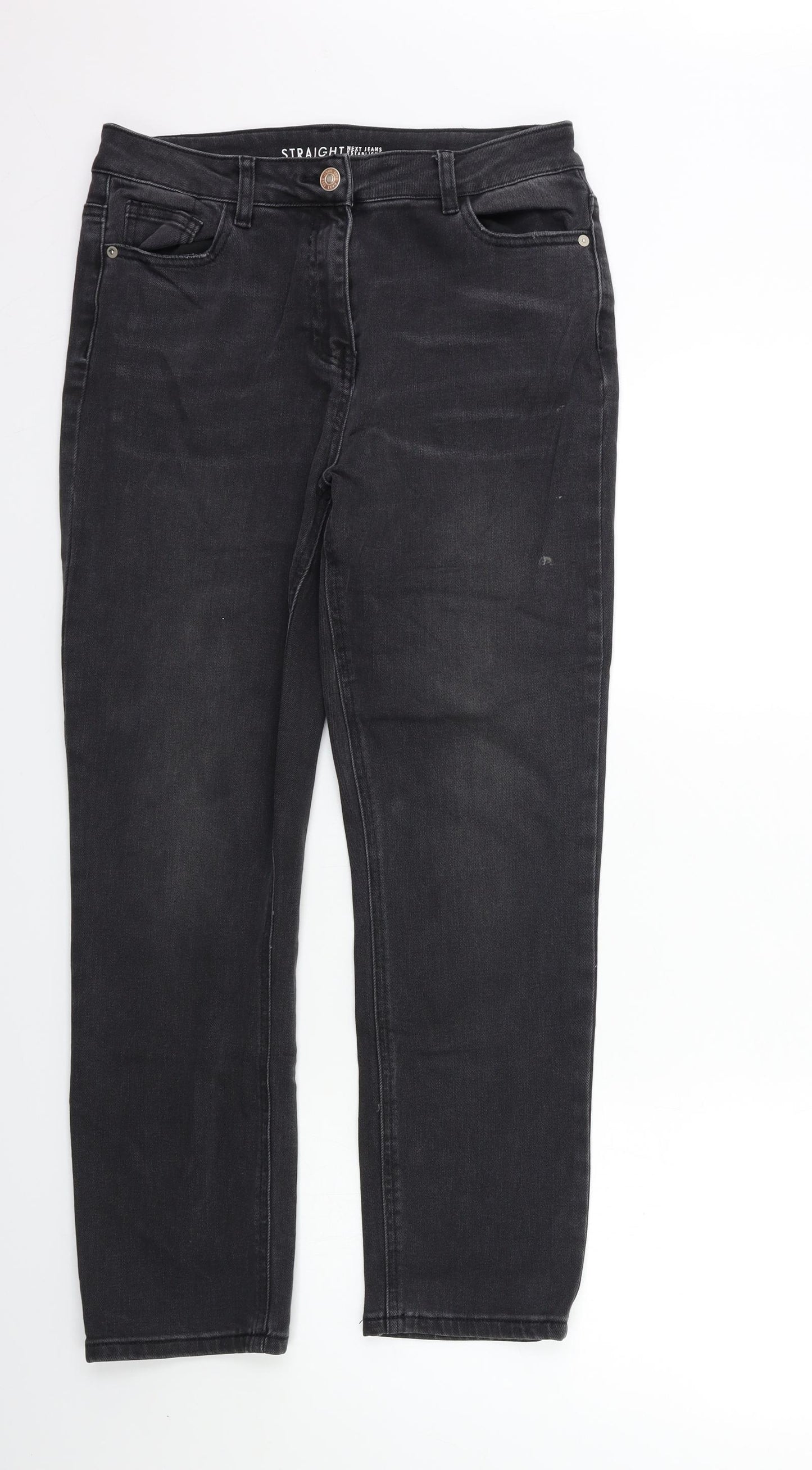 Marks and Spencer Womens Black  Denim Straight Jeans Size 12 L28 in