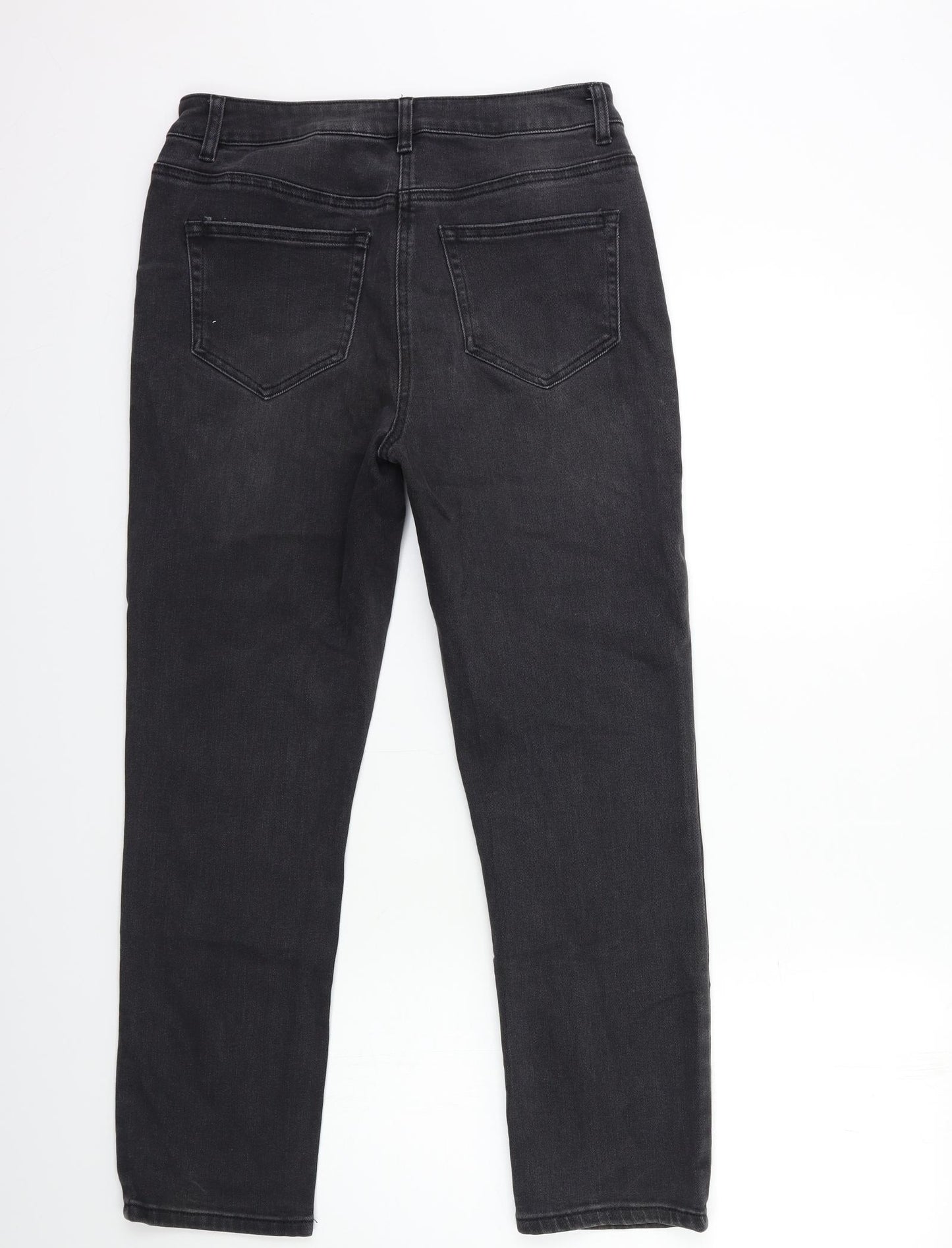 Marks and Spencer Womens Black  Denim Straight Jeans Size 12 L28 in