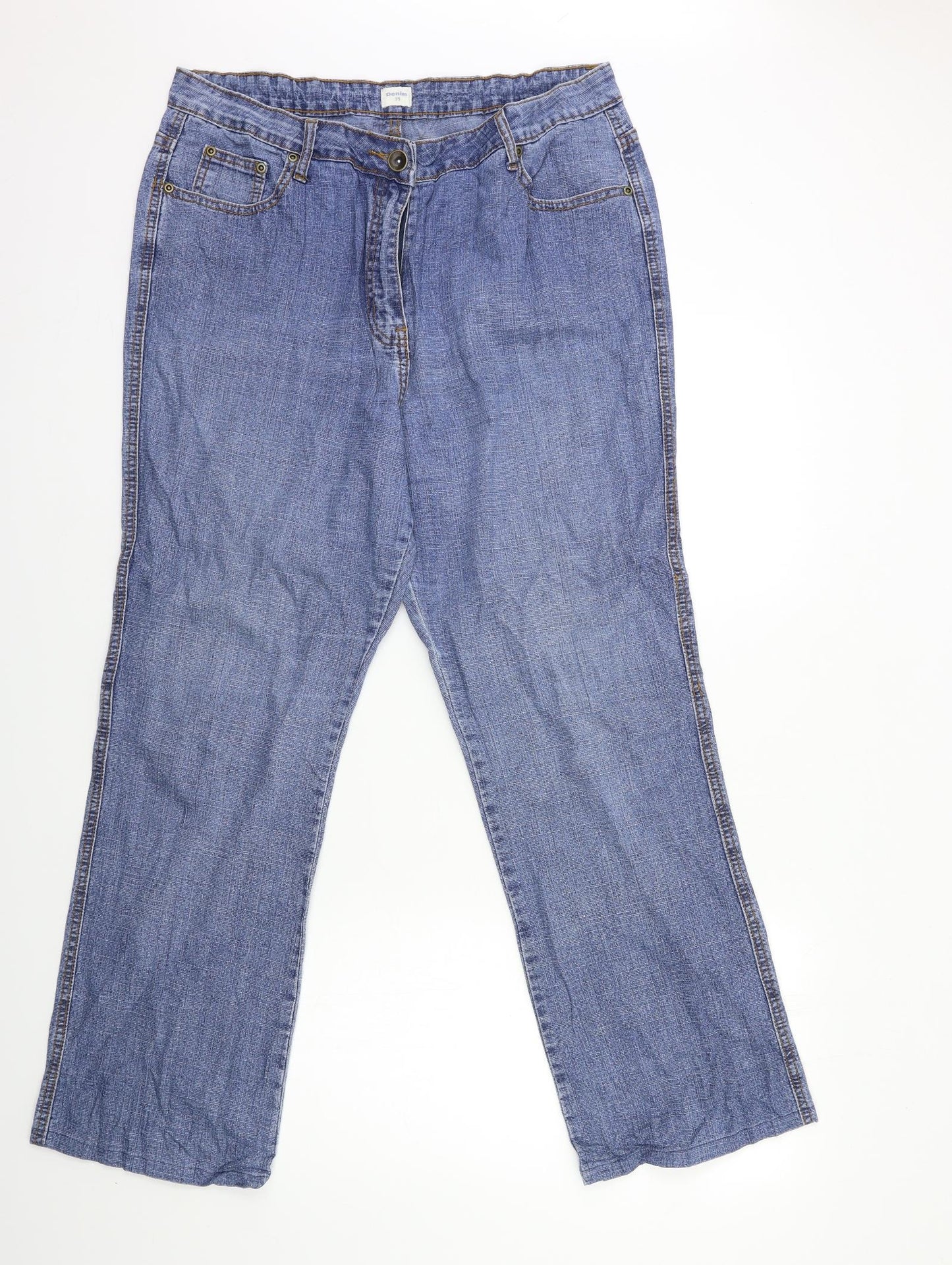 Preworn Womens Blue  Denim Straight Jeans Size 18 L29 in