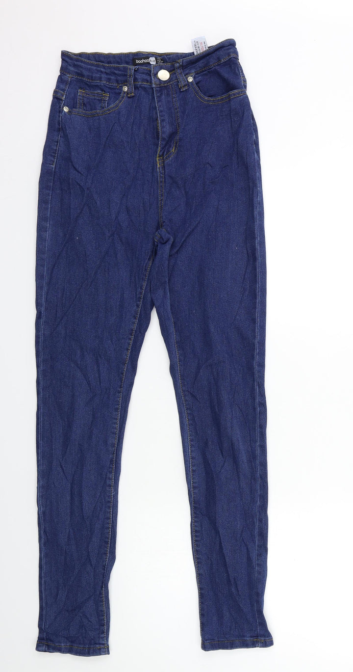 Boohoo Womens Blue Denim Skinny Jeans Size 6 L28 in