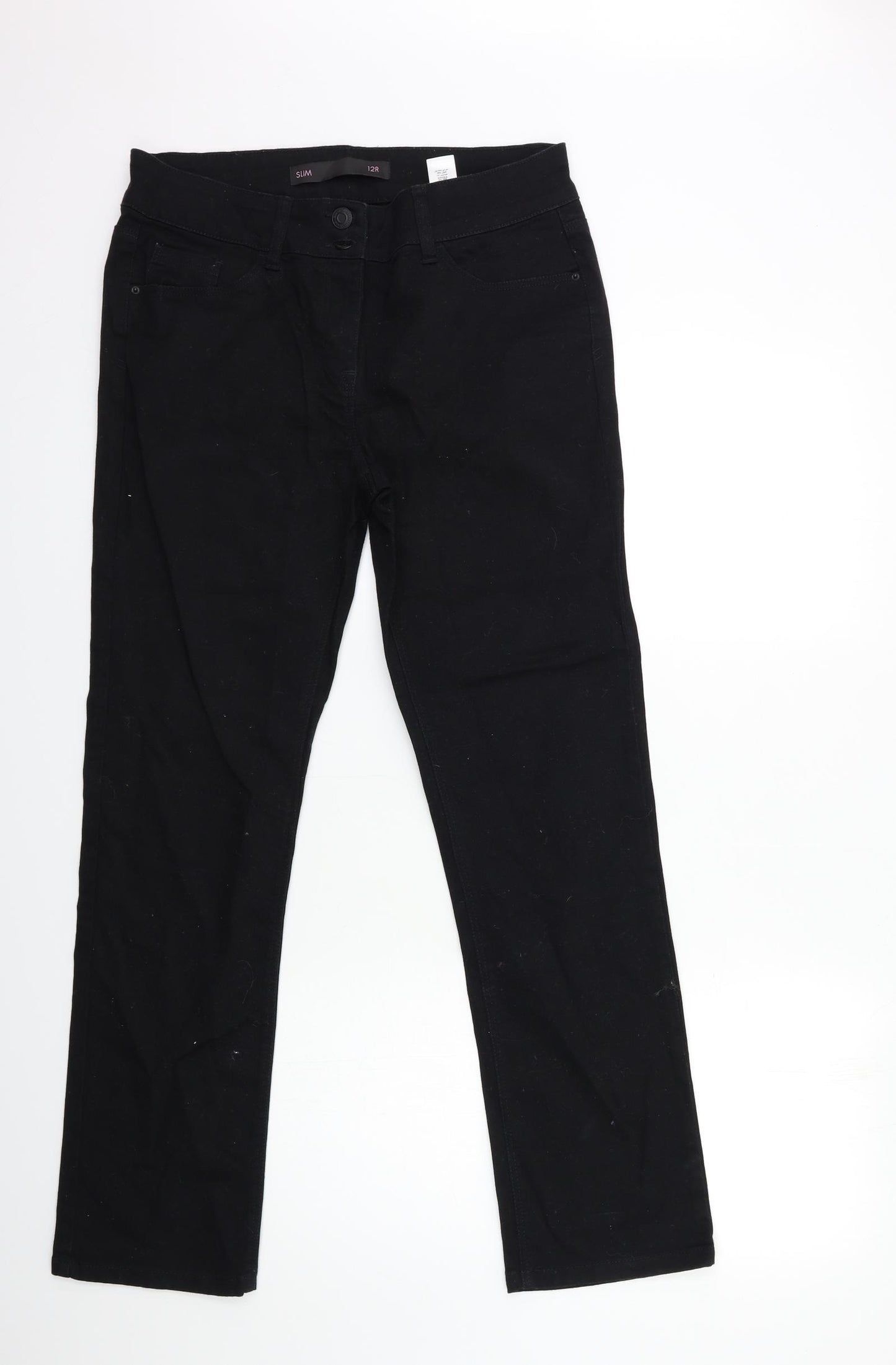 NEXT Womens Black  Denim Straight Jeans Size 12 L30 in