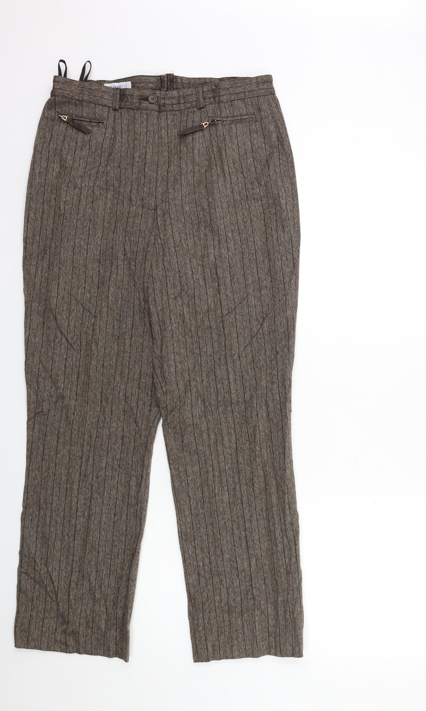 Blanchelle Womens Brown Striped  Trousers  Size 12 L27 in