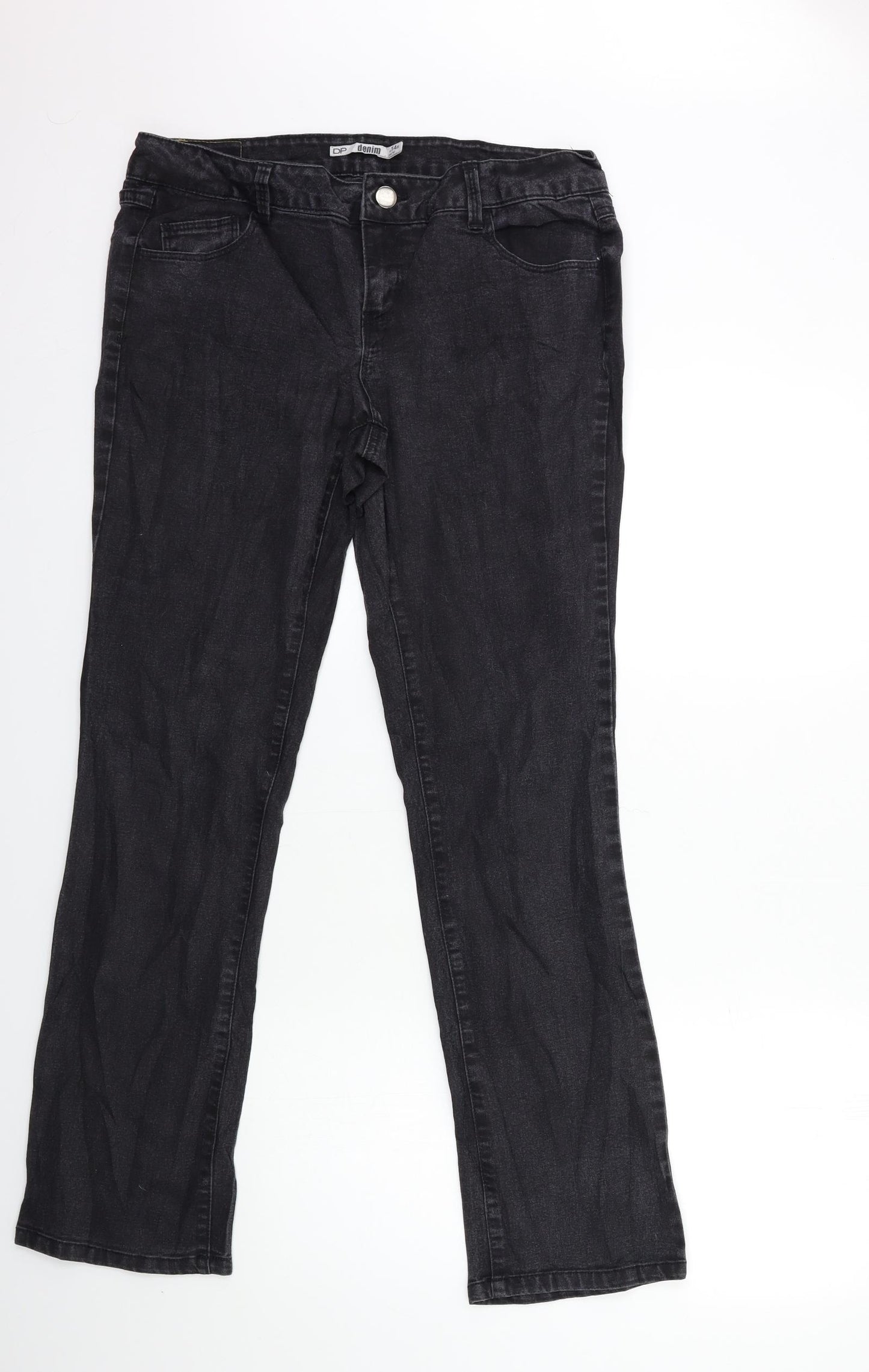 Dorothy Perkins Womens Black  Denim Straight Jeans Size 14 L30 in