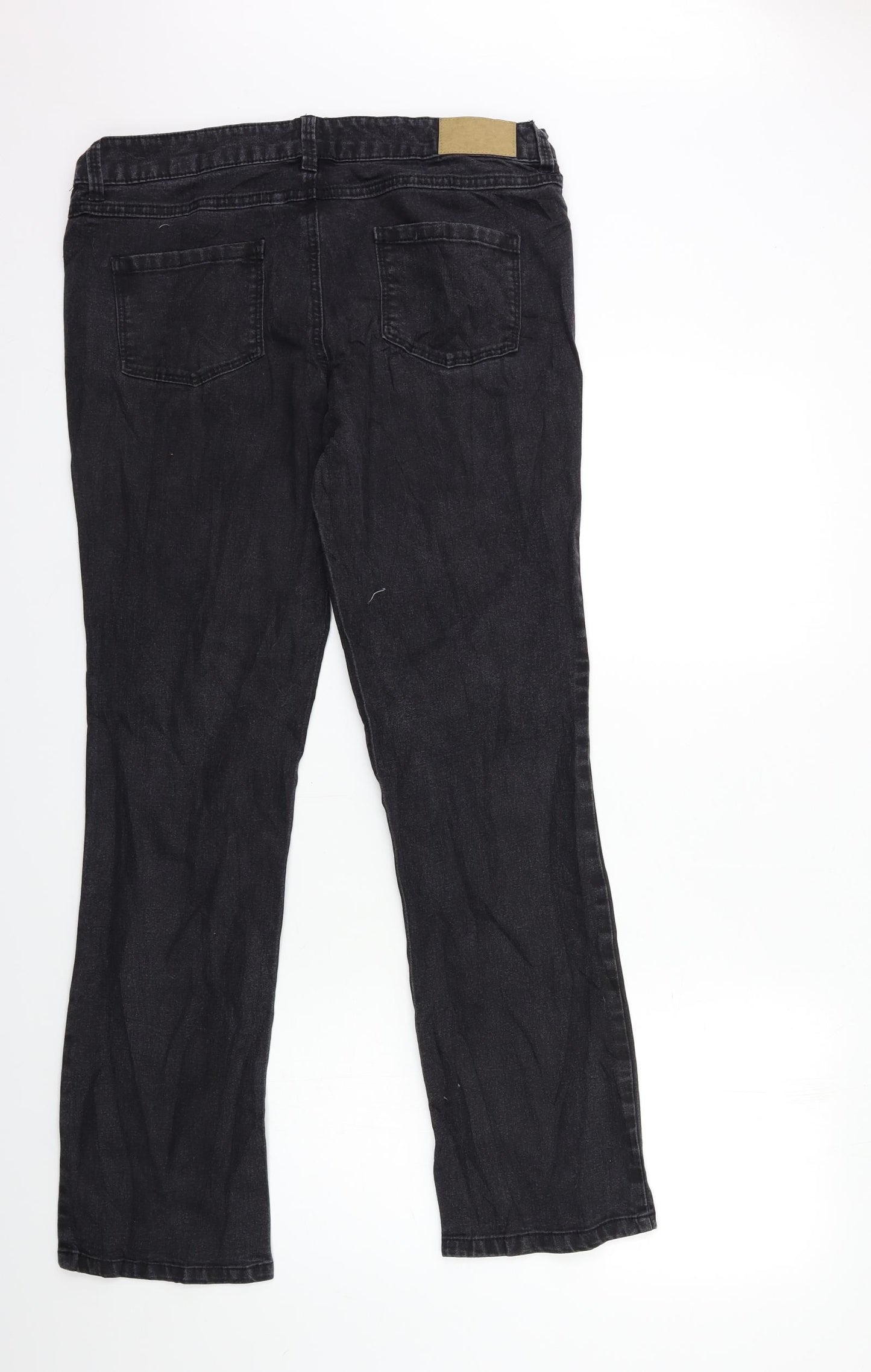 Dorothy Perkins Womens Black  Denim Straight Jeans Size 14 L30 in