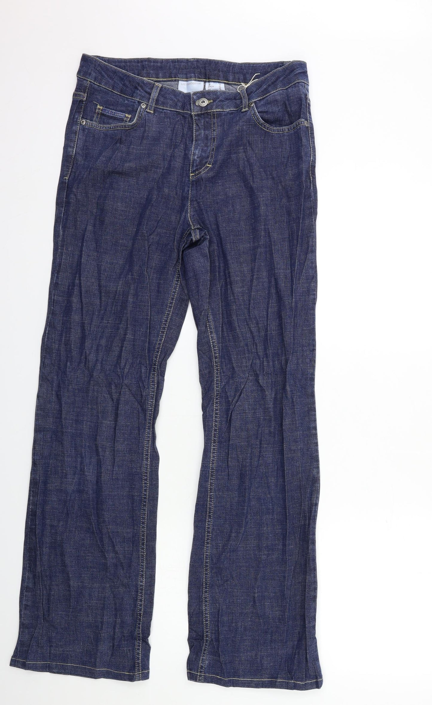 liz calborne Womens Blue  Denim Wide-Leg Jeans Size 12 L30 in