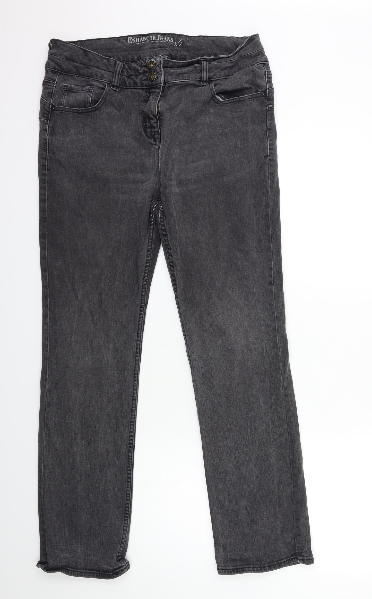 NEXT Womens Grey  Denim Straight Jeans Size 16 L30 in