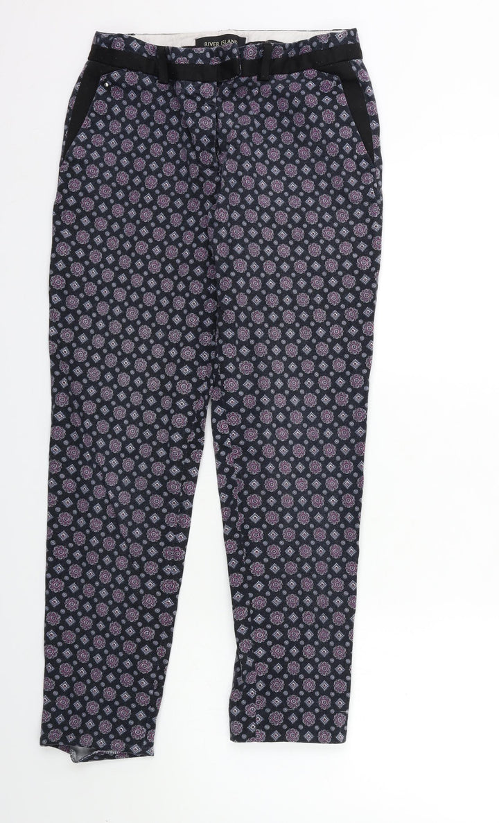 River Island Womens Black Geometric  Trousers  Size 8 L26 in