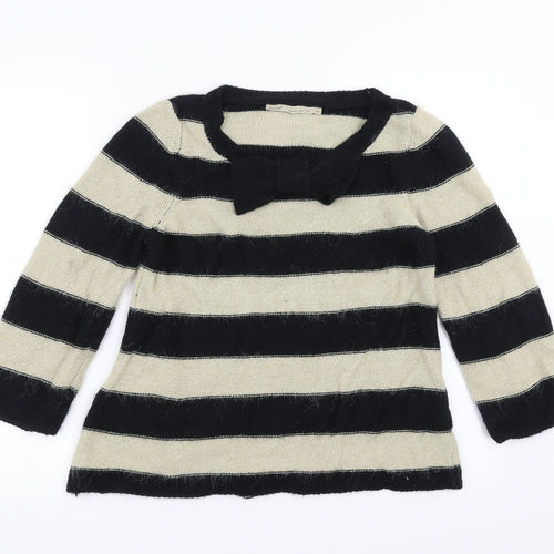 NEXT Womens Black Striped Knit Pullover Jumper Size 10