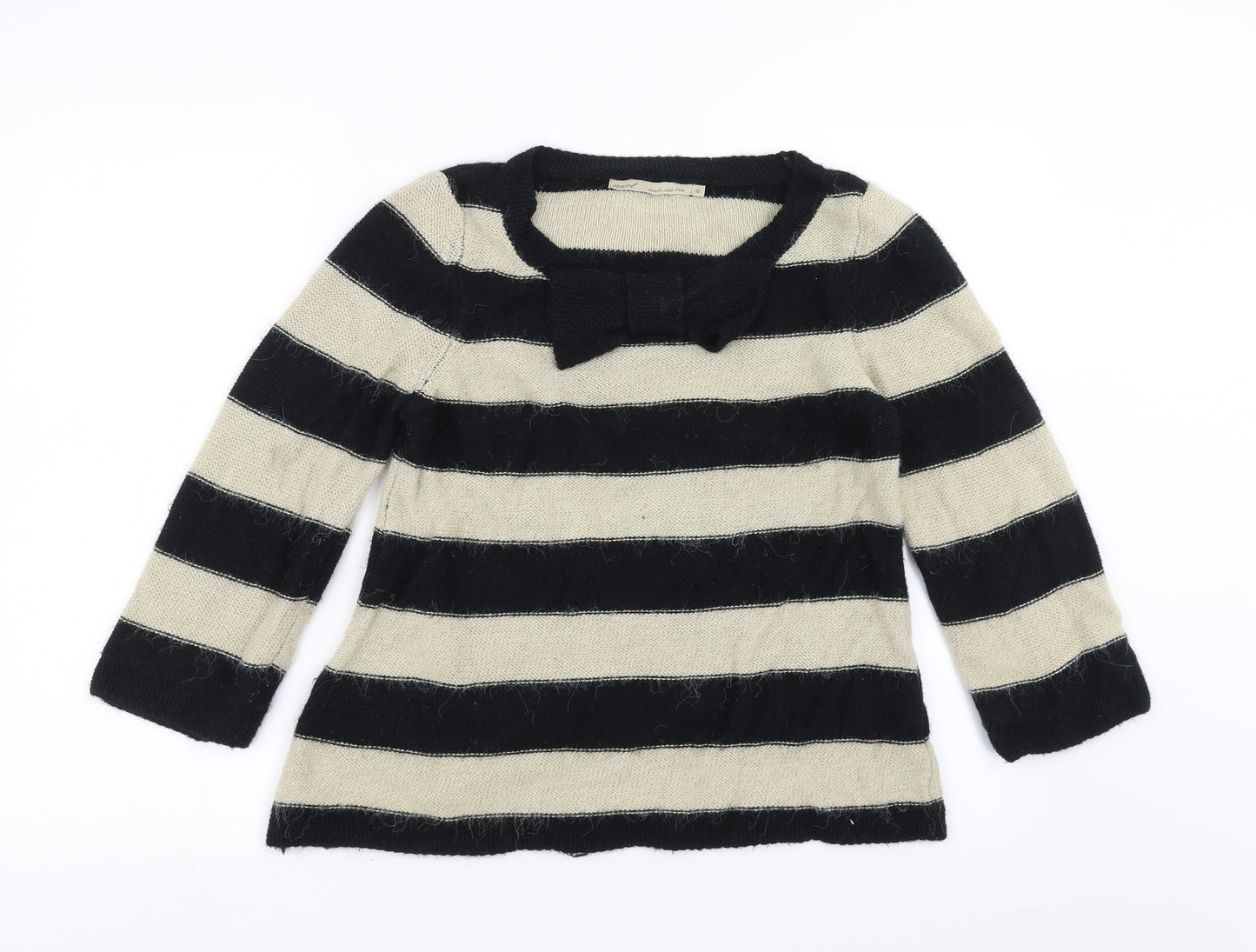 NEXT Womens Black Striped Knit Pullover Jumper Size 10