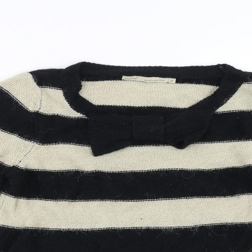 NEXT Womens Black Striped Knit Pullover Jumper Size 10