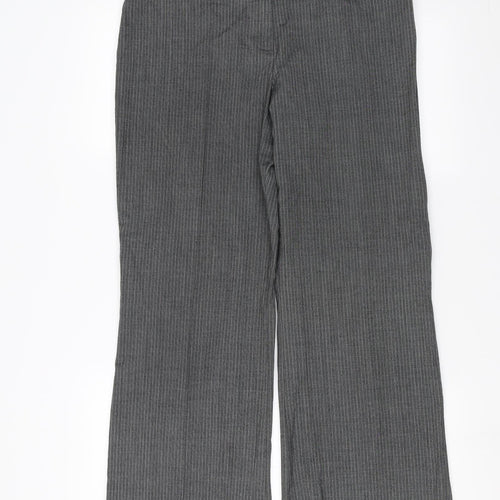 Marks and Spencer Womens Grey Striped  Trousers  Size 14 L29 in