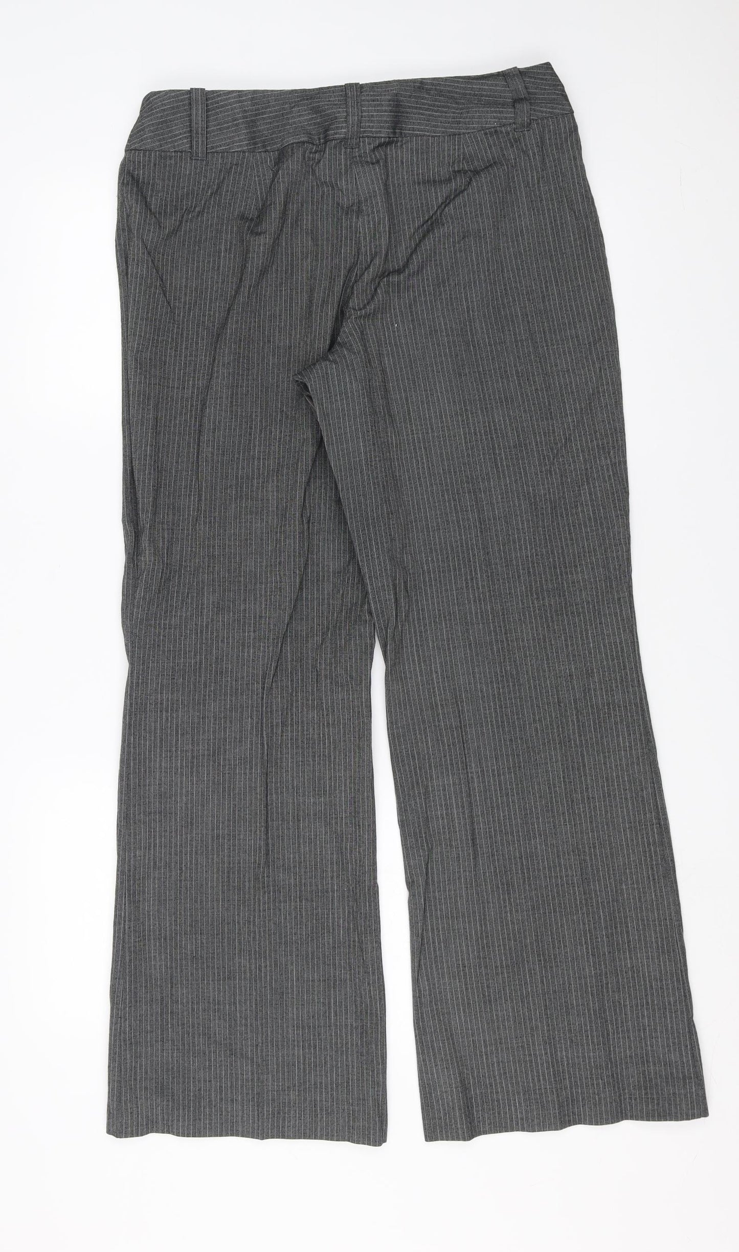 Marks and Spencer Womens Grey Striped  Trousers  Size 14 L29 in
