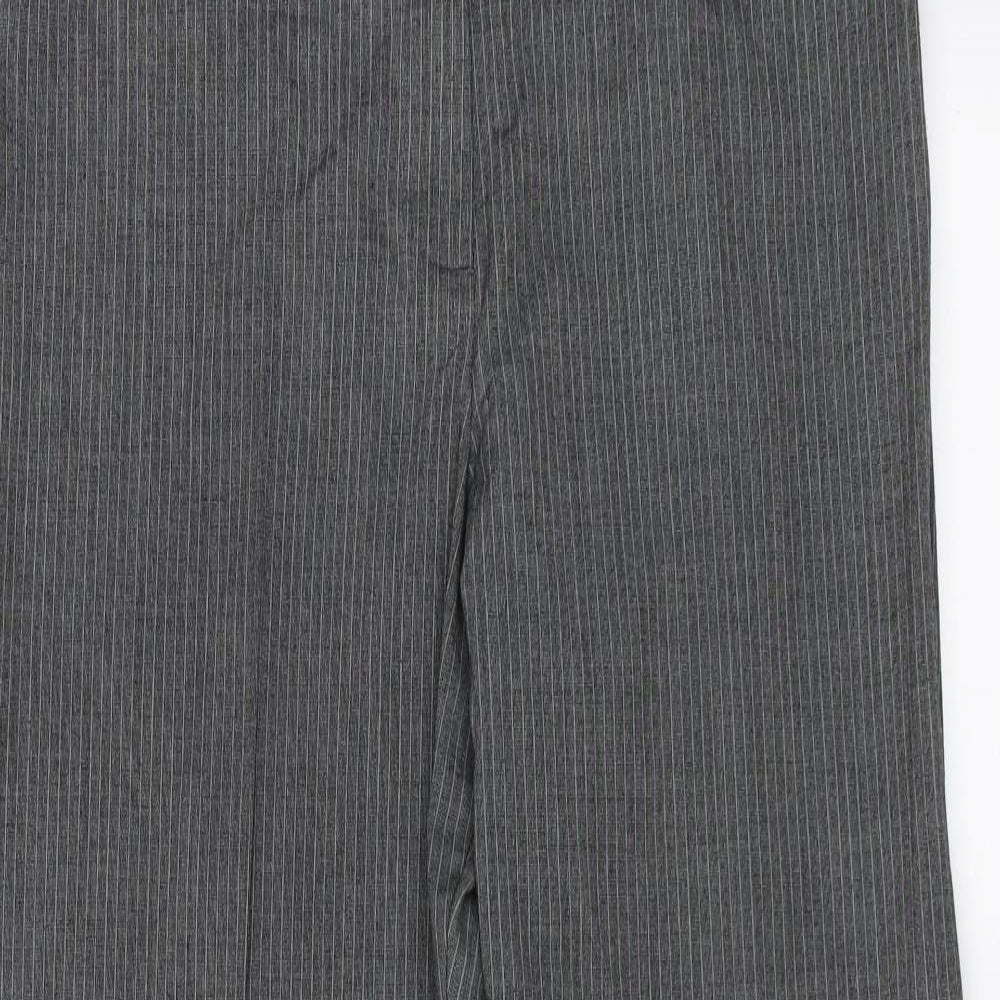 Marks and Spencer Womens Grey Striped  Trousers  Size 14 L29 in