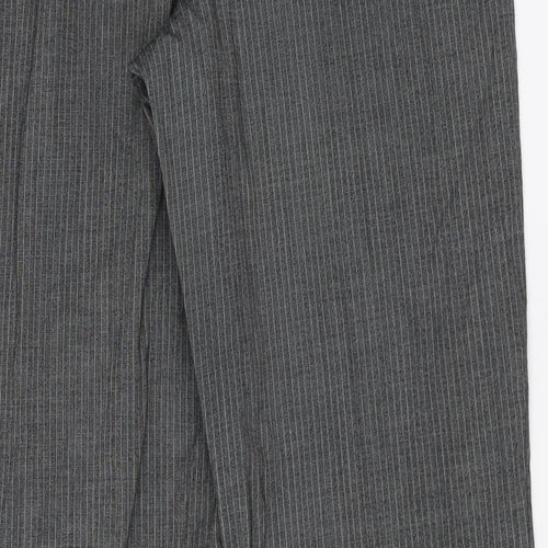 Marks and Spencer Womens Grey Striped  Trousers  Size 14 L29 in