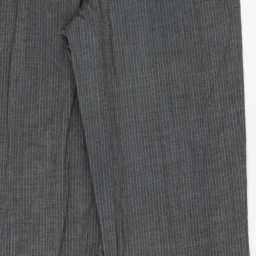 Marks and Spencer Womens Grey Striped  Trousers  Size 14 L29 in
