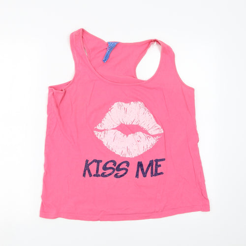 Secret Possessions Womens Pink Solid  Top Pyjama Pants Size L  - kiss me