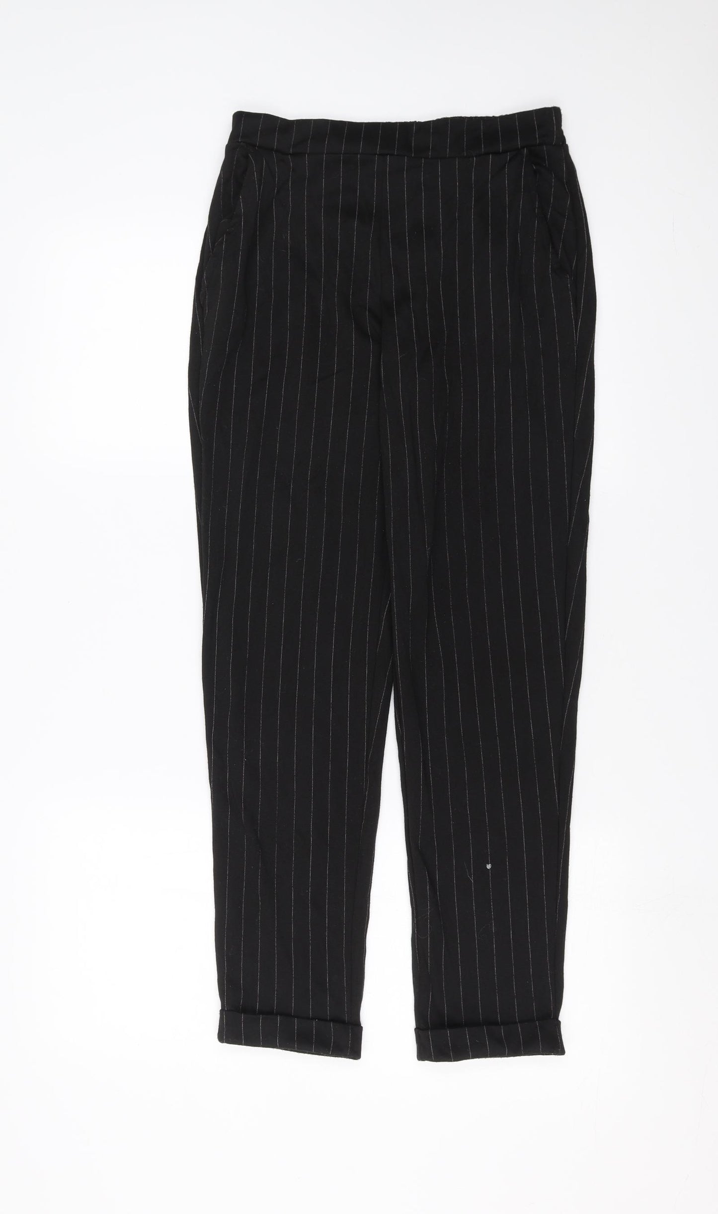 Primark Womens Black Striped  Trousers  Size 10 L27 in