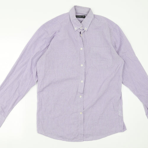 Cedar Wood State Mens Purple Check   Button-Up Size 15.5