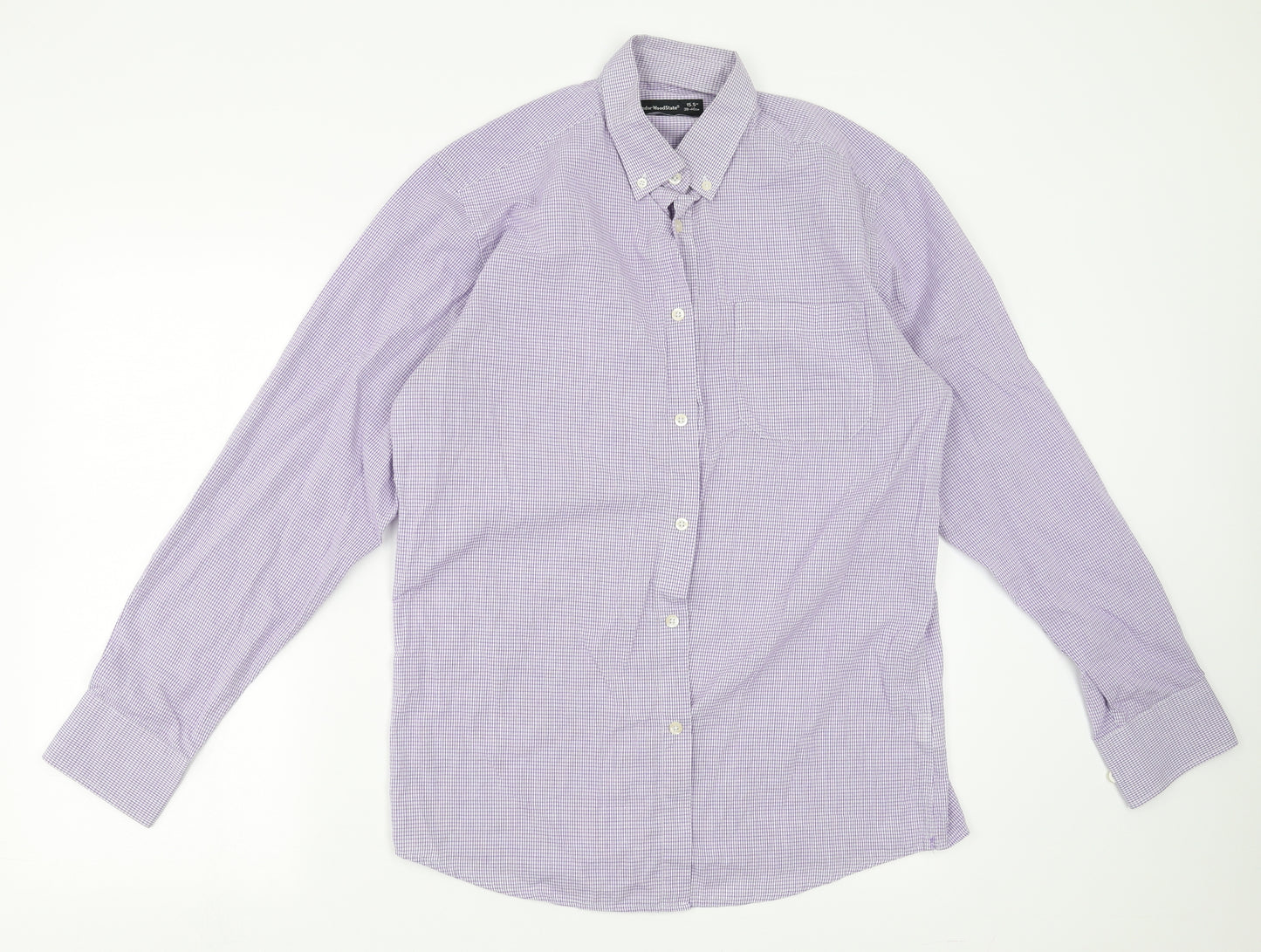 Cedar Wood State Mens Purple Check   Button-Up Size 15.5