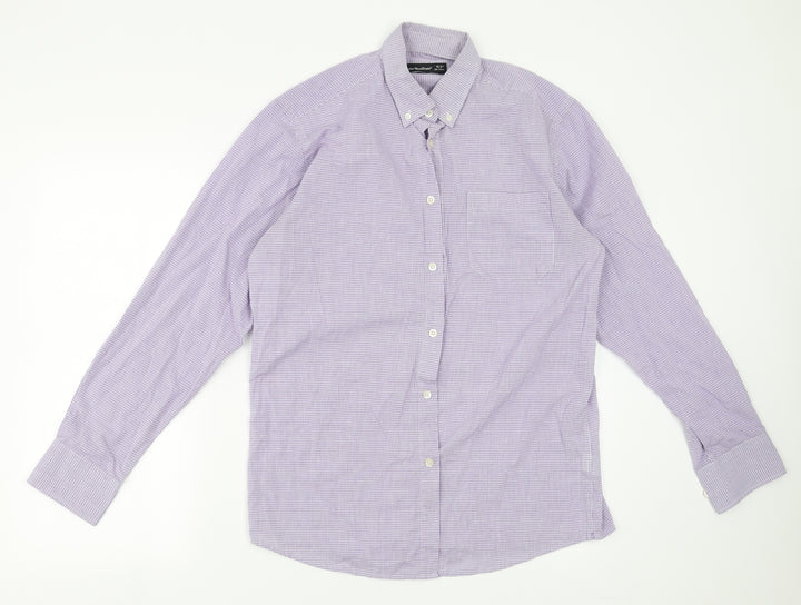 Cedar Wood State Mens Purple Check   Button-Up Size 15.5
