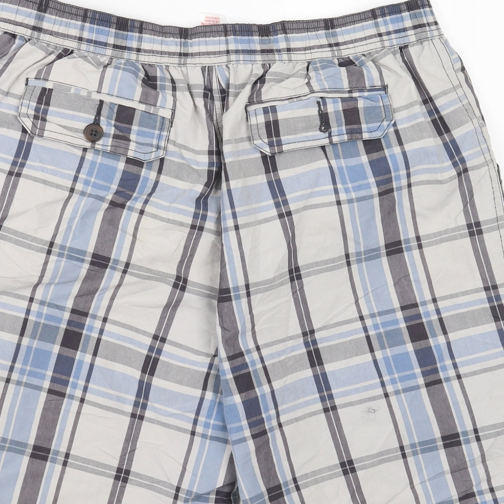F&F Mens Blue Check  Bermuda Shorts Size L - swim short