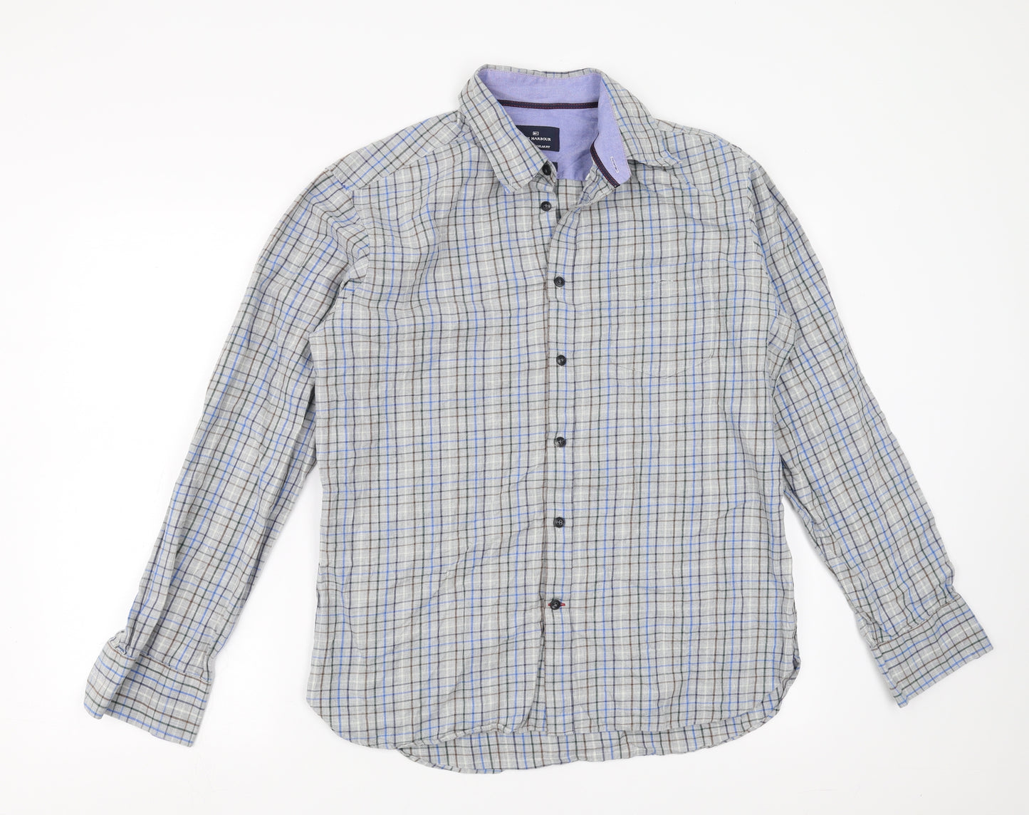 Marks and Spencer Mens Grey Check   Button-Up Size M