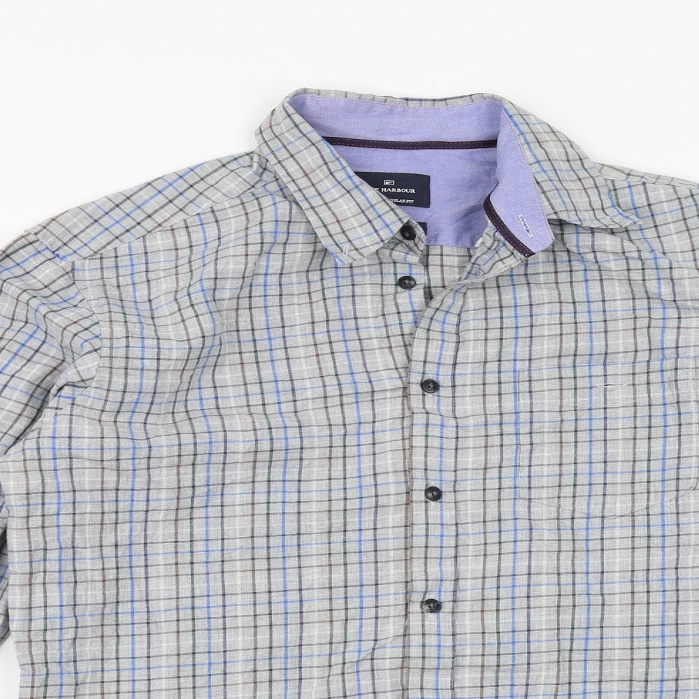 Marks and Spencer Mens Grey Check   Button-Up Size M