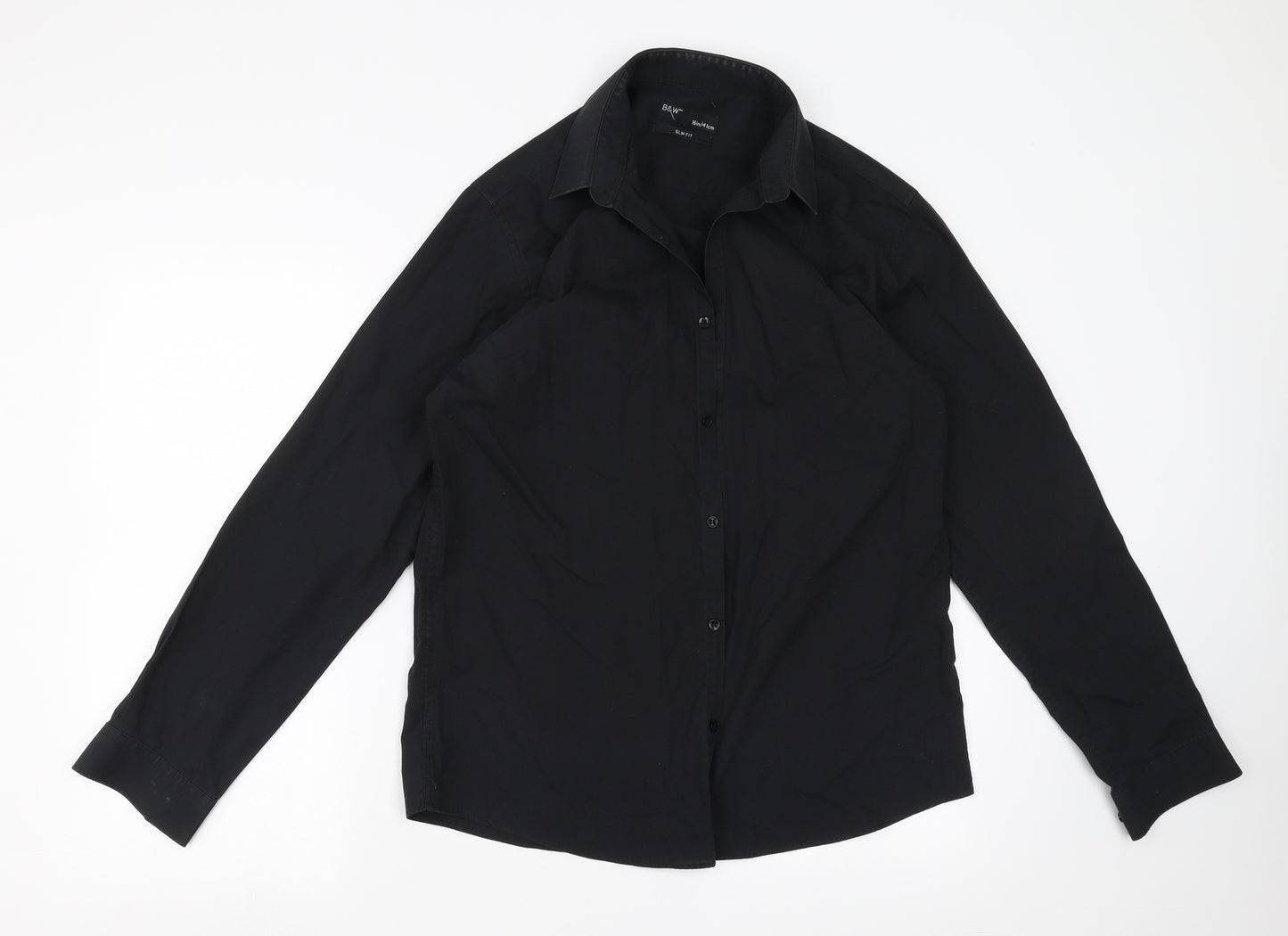 B&W Mens Black    Button-Up Size 16