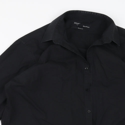B&W Mens Black    Button-Up Size 16