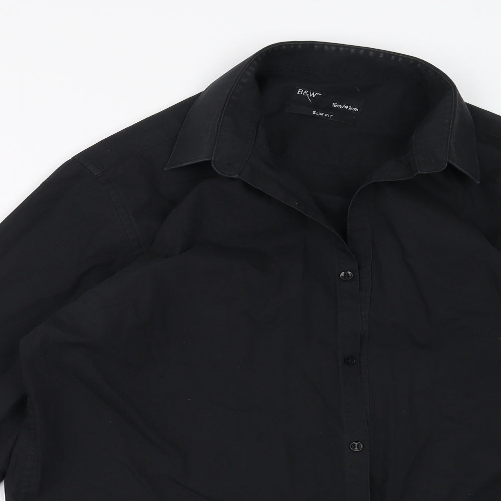 B&W Mens Black    Button-Up Size 16