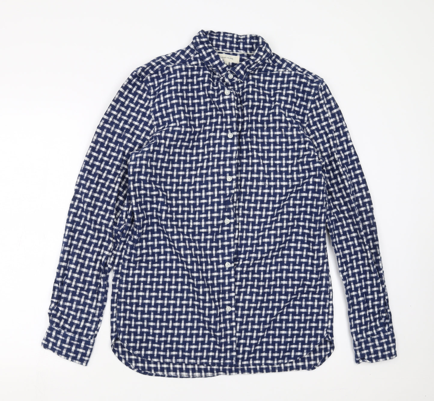 River Island Mens Blue Check   Button-Up Size M