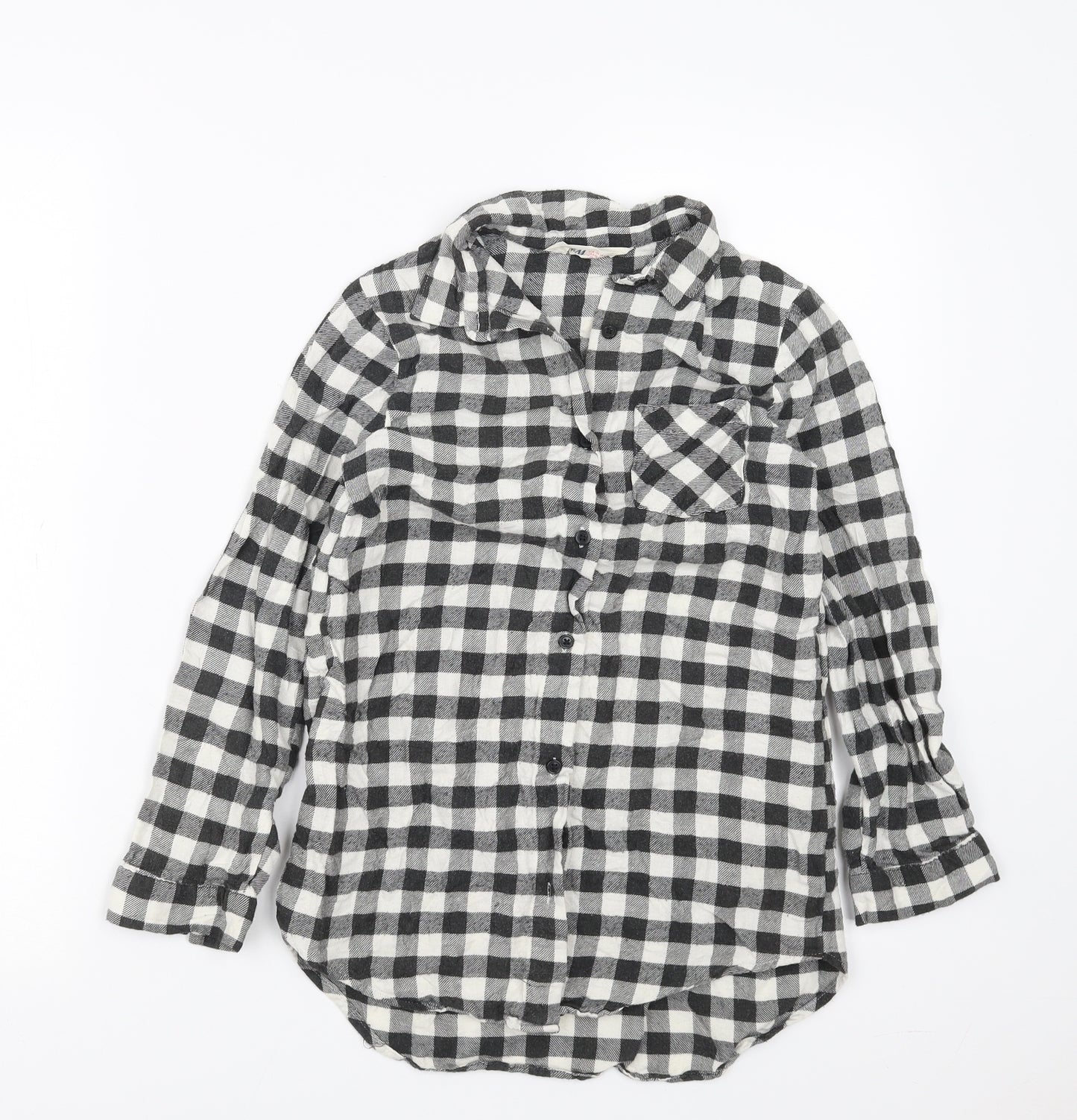 H&M Girls Black Check  Basic Button-Up Size 8-9 Years